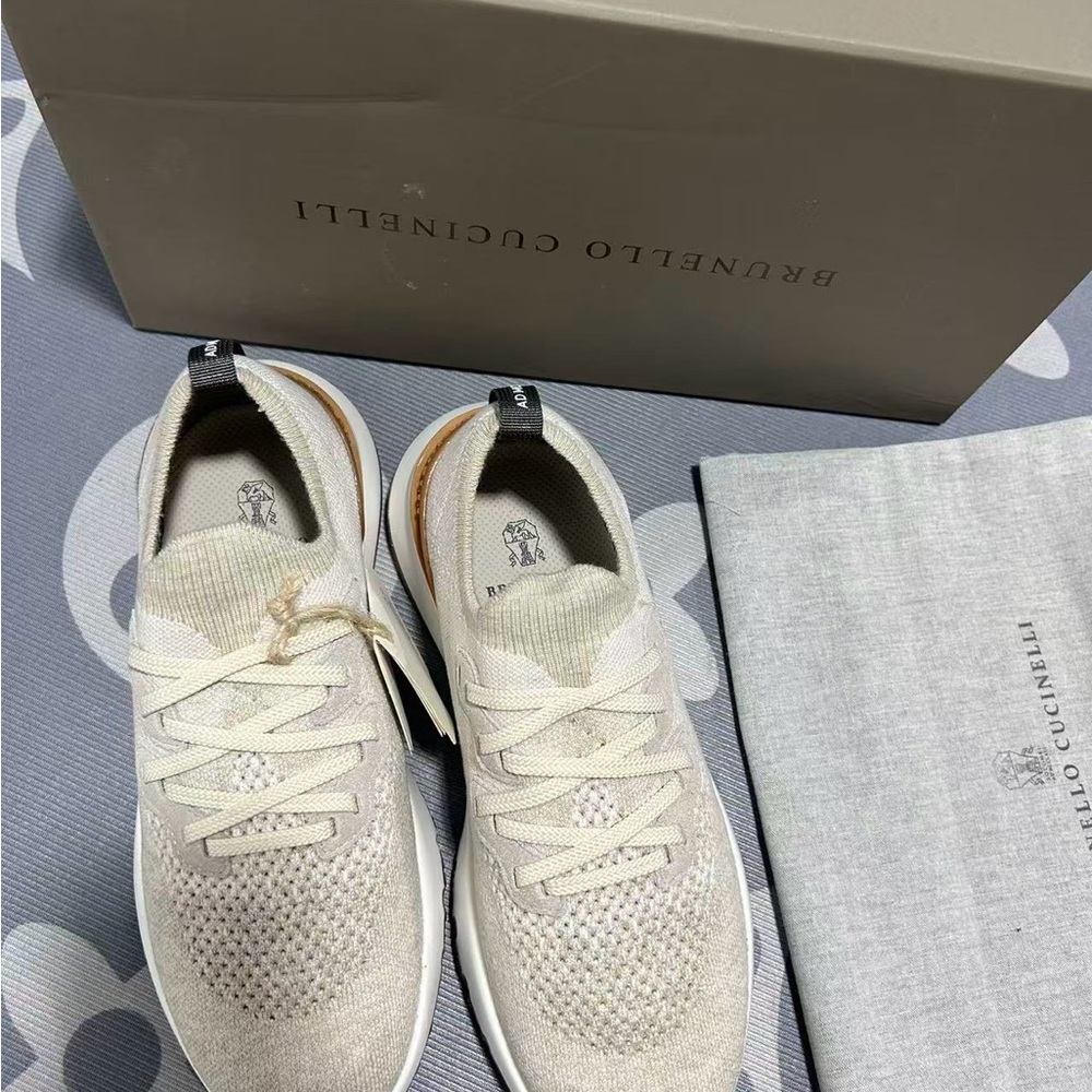 Brunello Cucinelli Beige Knit Sneakers